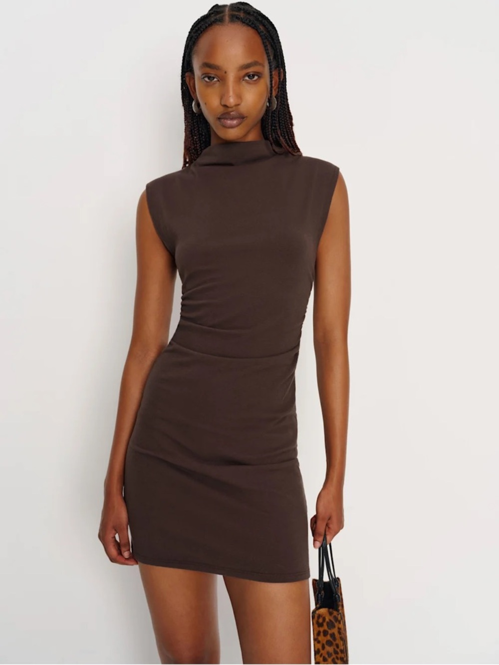 NWOT Reformation Alden Knit Dress Brown, Large